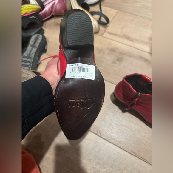 Brand new never worn Red leather Allen booties - Picture 3 of 5